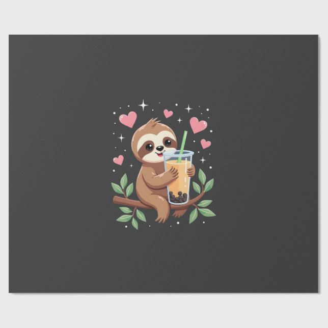 Söt Sengångare Boba Bubble Milk Te Kawaii Kvinnor  Presentpapper (Platt)