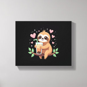 Söt Sengångare Boba Bubble Mjölkte Kawaii Kvinnor Canvastryck