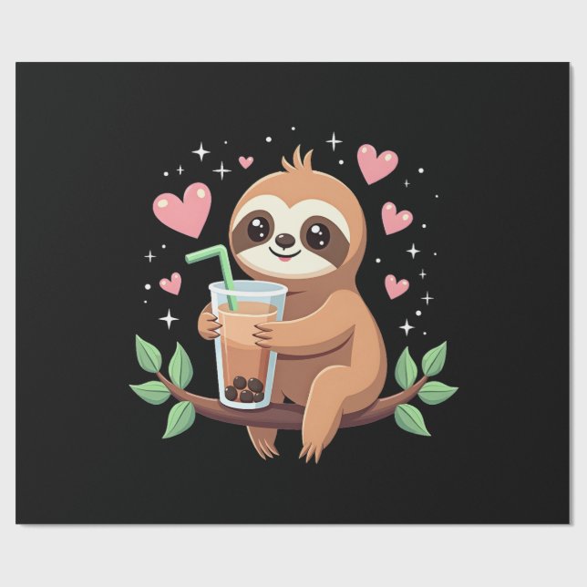 Söt Sengångare Boba Bubble Mjölkte Kawaii Kvinnor  Presentpapper (Platt)