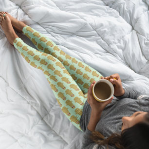 Söt sengångare djur yoga lotusposition blekgrön leggings