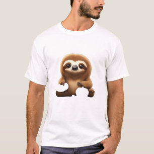 Söt sengångare med Halloween-pumpa tecknad vektor T Shirt