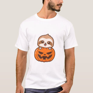 Söt sengångare med Halloween-pumpa tecknad vektor  T Shirt