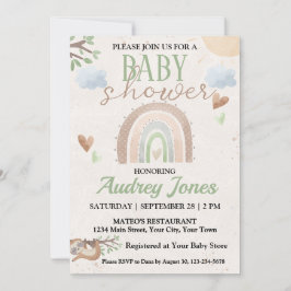 Söt sengångare och Boho-regnbåge Baby Shower Inbjudningar