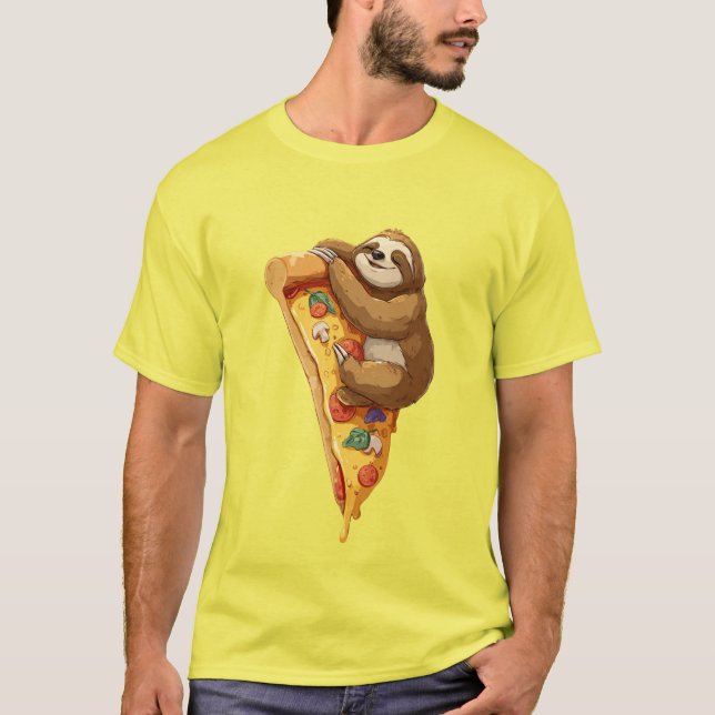 Söt sengångare på pizzabit Rollig mat T-shirt (Framsida)