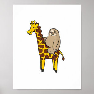 Söt sengångare ridande på giraff Kär i giraffer oc Poster