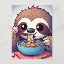 Söt sengångare som äter Ramen