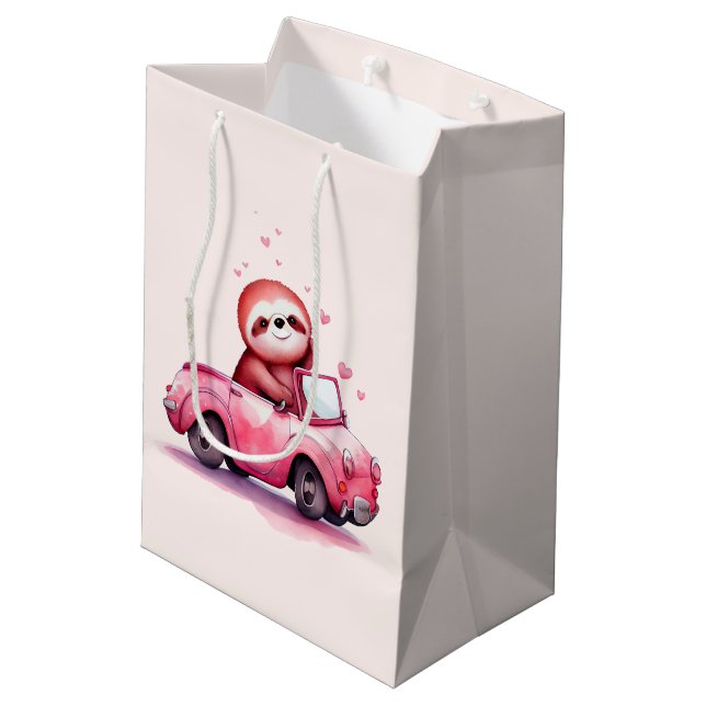 Söt sengångare som kör en rosa cabriolet (Baksidan Vinklad)