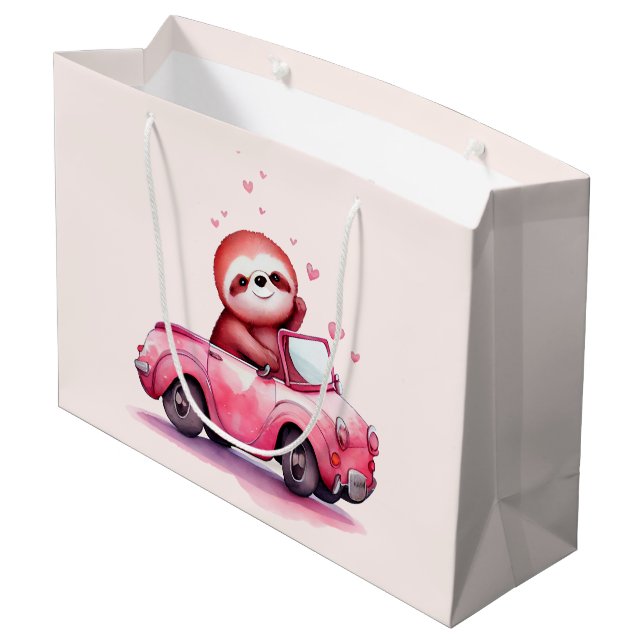 Söt sengångare som kör en rosa cabriolet (Baksidan Vinklad)