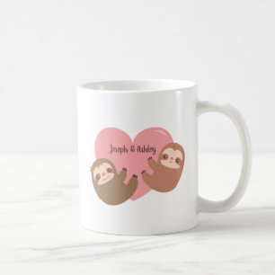 Söt sengångarpar som kramar hjärta, Personlig Kaffemugg