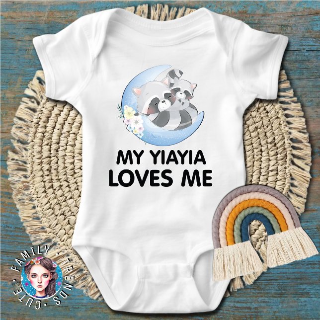 Söt Sengask Blomma Tvättbjörn Min Yiayia Älskar Mi T Shirt (Skapare uppladdad)