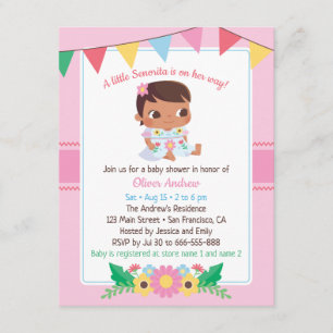 Söt Señorita Flick Floral Fiesta Bebis Shower Inbjudningar