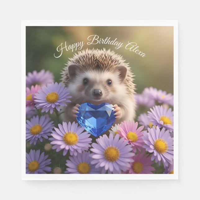 Söt septemberiggelkott med safirhjärta pappersservett (Framsidan)