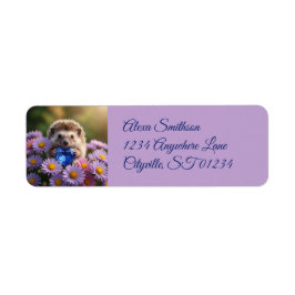 Söt septemberiggelkott med safirhjärta returadress etikett