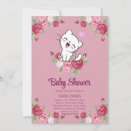 Söt Serenity Kitten Baby Shower Inbjudan