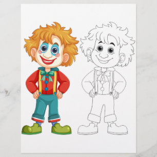 Söt serie clown man målarbok reklamblad