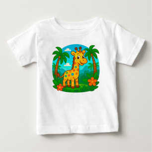 Söt serie-giraff i en tropisk landskap t shirt