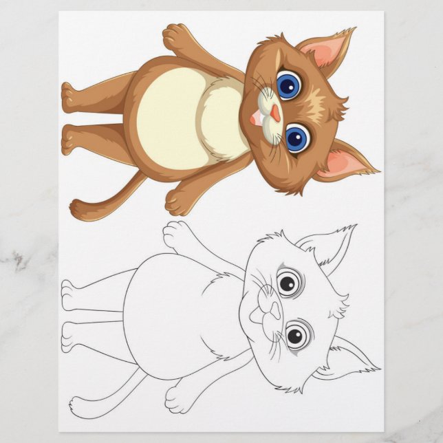 Söt serie katt färgläggningssida reklamblad (Framsidan)