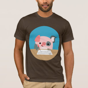 Söt serie skrivande gris t-shirt