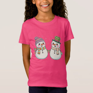 Söt serie snomanspar som håller hand Vinter T Shirt