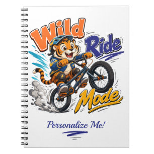 Söt serie-tiger BMX-cykel Personlig barnbok Anteckningsbok