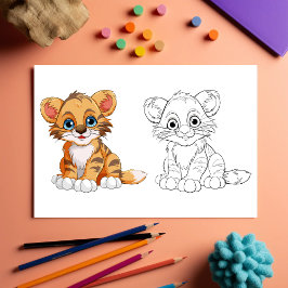 Söt serie tiger målarbild reklamblad