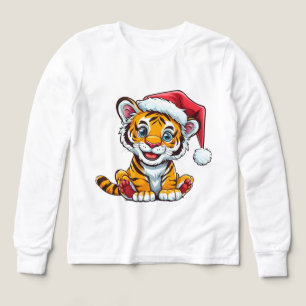 Söt serie tigerunge som bär en tomtehatt t shirt