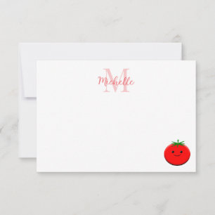 Söt serie-tomato Personlig monogram Anteckningskort