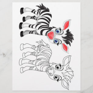 Söt serie-zebra-färgsida reklamblad
