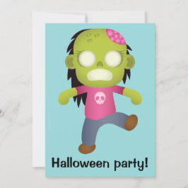 Söt serie zombie tjej Halloween fest Inbjudningar