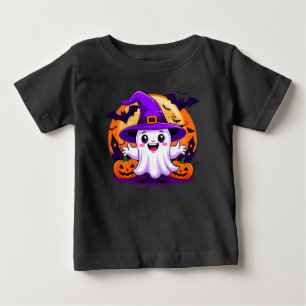 Söt serieande spöke i häxhatt med pumpor t shirt