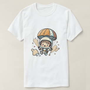 Söt serieastronaut med fallskärm Grafik T Shirt