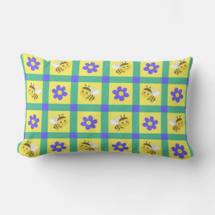 Söt seriebi och blommönster lumbarkudde