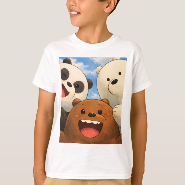 Söt seriebjörn och vänner barn t-shirt (Framsida)