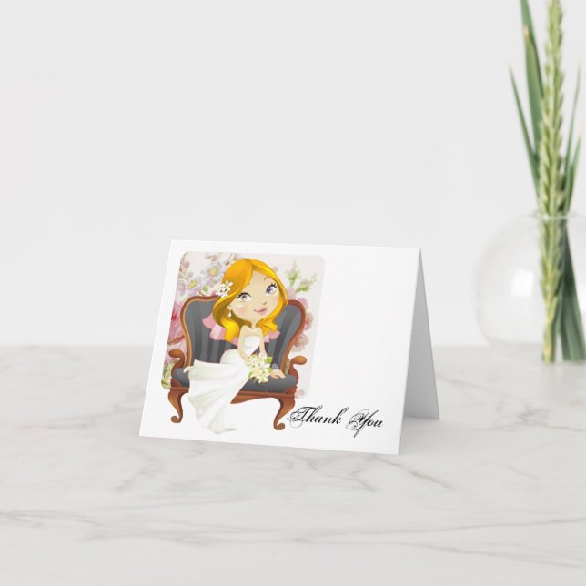 Söt seriebrud Bröllopsfest Tack Kort (Framsida)