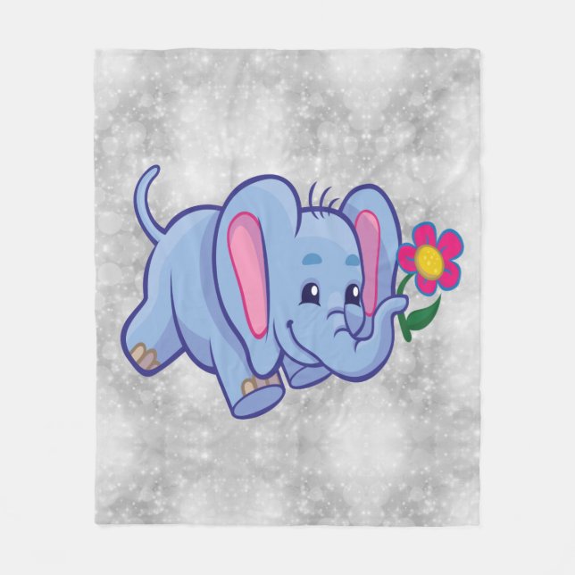 Söt serieelefant fleecefilt (Framsidan)