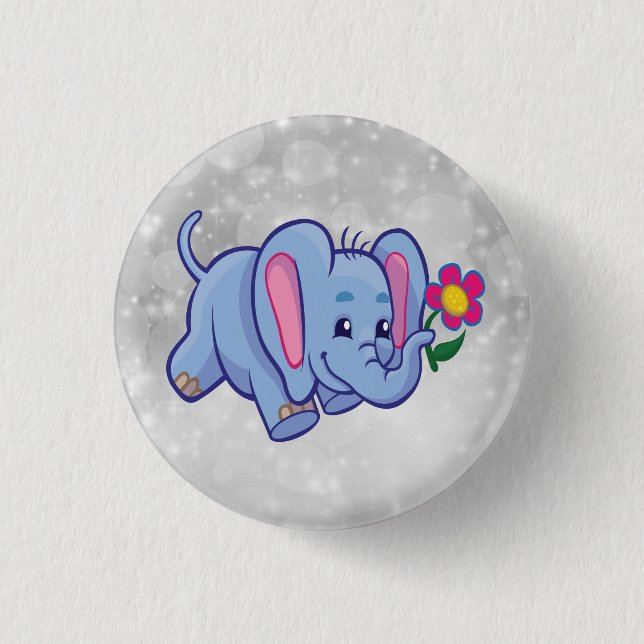 Söt serieelefant knapp (Framsida)