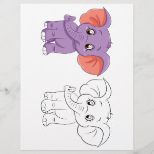 Söt serieelefant målarbild reklamblad