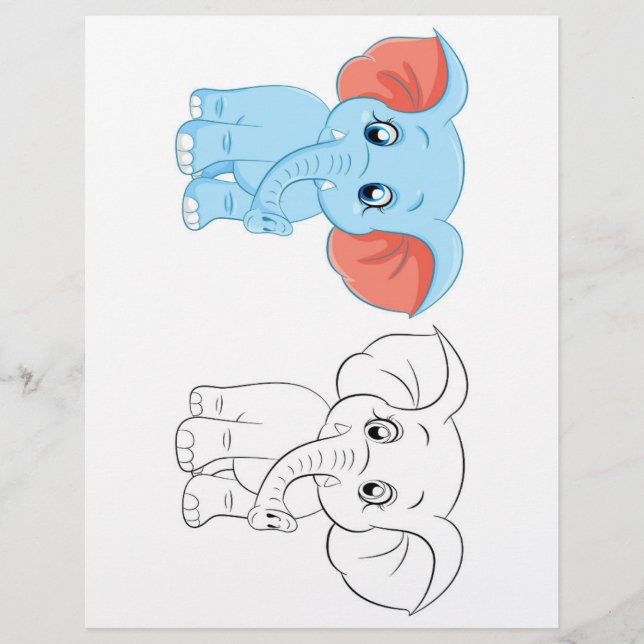 Söt serieelefant målarbok (Framsida)