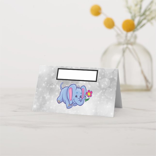 Söt serieelefant placeringskort (Framsida)