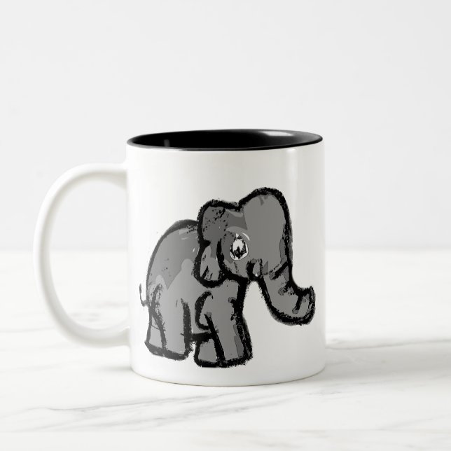 Söt serieelefantkaffemugg för barn  Två-Tonad mugg (Vänster)