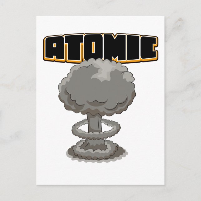 Söt seriefigur atomisk svampmoln vykort (Framsida)