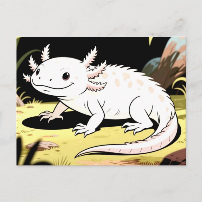Söt seriefigur av axolotl  vykort (Framsida)