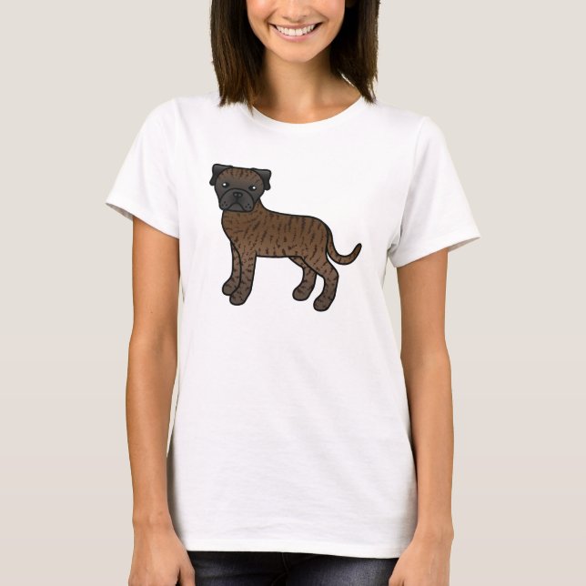 Söt seriefigur av brindle Bullmastiff hund T Shirt (Framsida)