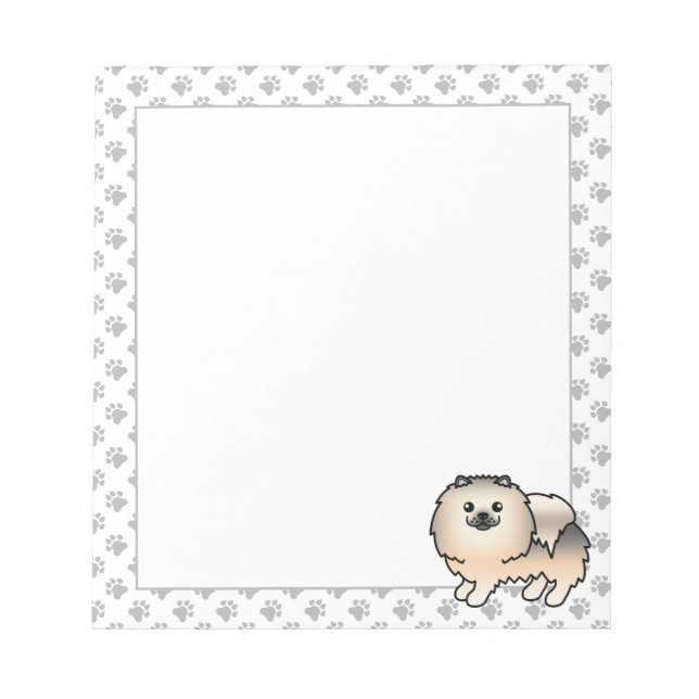 Söt seriefigur av cream sable Pomeranian Anteckningsblock (Framsida)