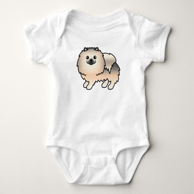 Söt seriefigur av cream sable Pomeranian T Shirt (Framsida)