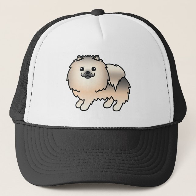 Söt seriefigur av en crèmesabel Pomeranian Keps (Framsida)