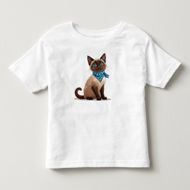 Söt seriefigur av siames kattras t shirt (Framsida)