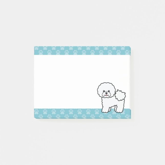 Söt seriefigur Bichon Frise hund Post-it Block (Framsida)