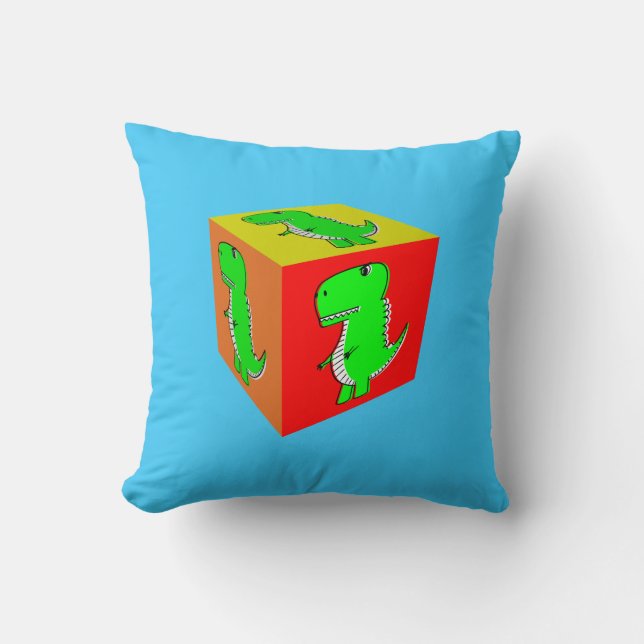 Söt seriefigur Dino Cube Art Kudde (Framsida)