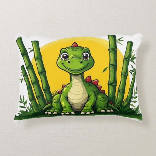 Söt seriefigur dinosaurie med bambu prydnadskudde (Framsidan)